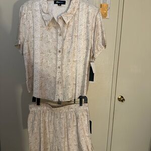 Alice Blue Beige Floral Dress Set